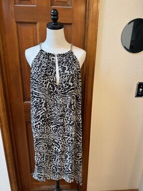 MICHEAL Michael Kors Black and White Animal Print Halter Dress Size XL